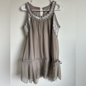Boston Proper Elegant Taupe Dress